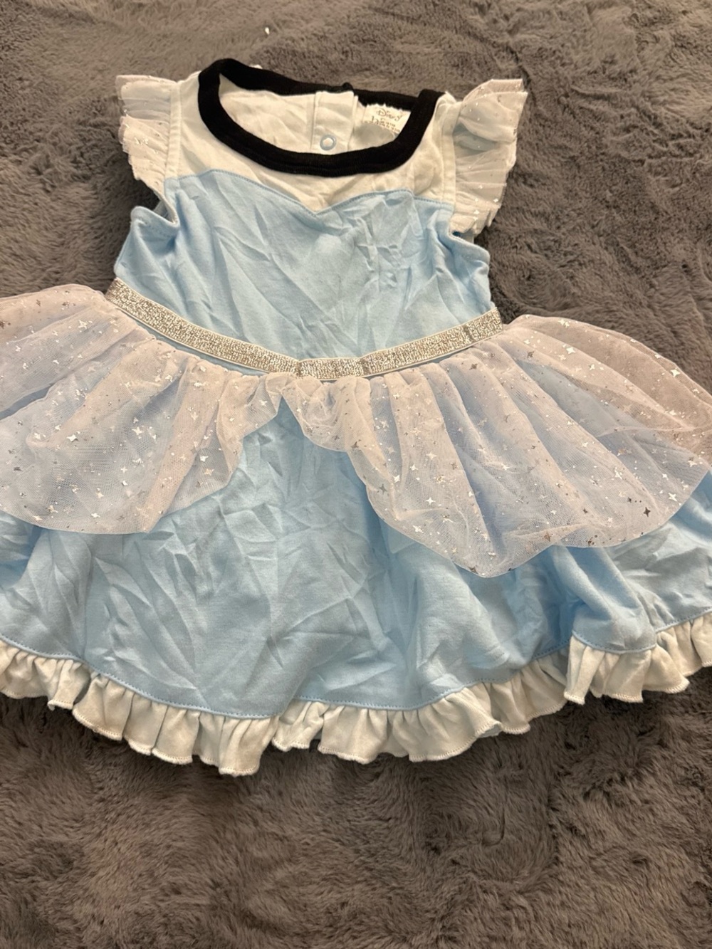 Disney Light Blue and White Sparkle Princess Dress with Black Neckline - Picture 2 of 3